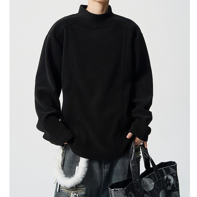 American Retro Half-High Neck Long-Sleeve T-Shirt(MT1459)