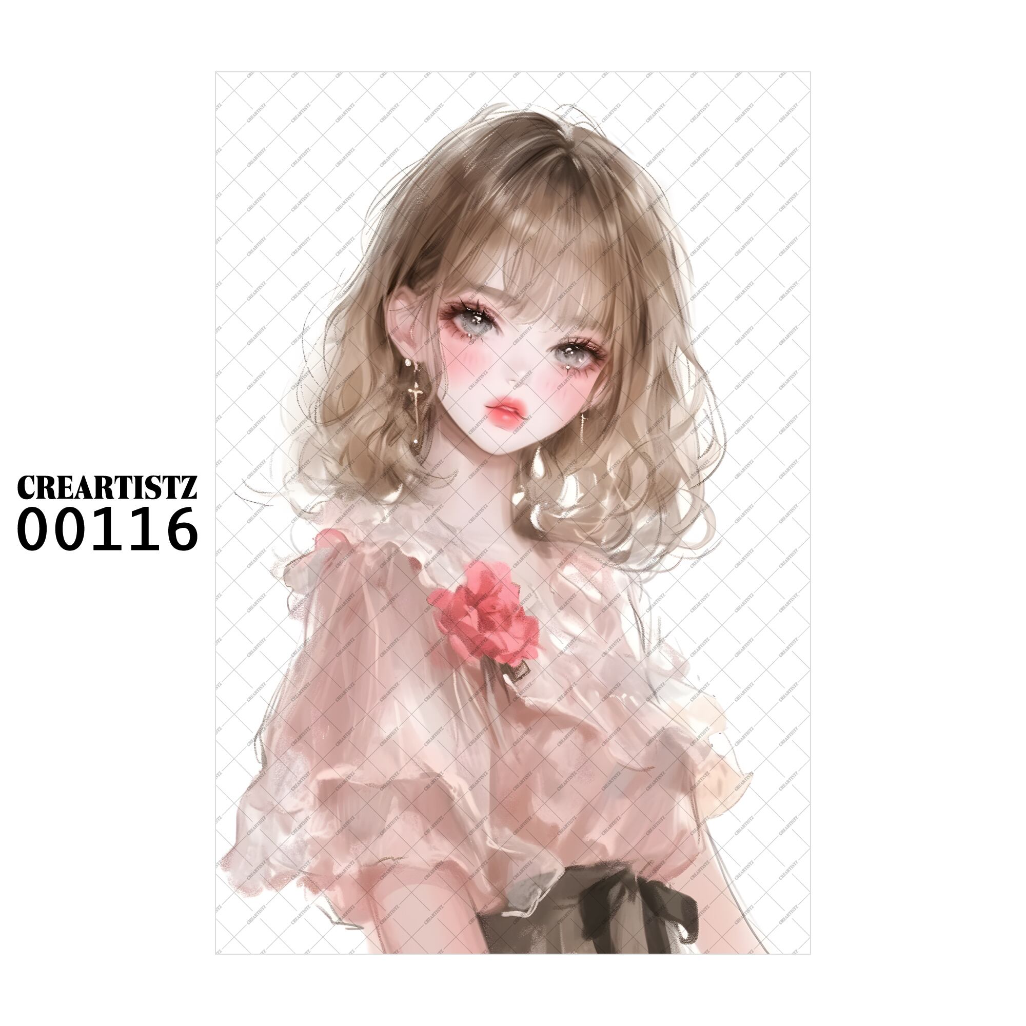 00116 ガール キュート オリジナル ペーパー/ステッカー 4枚セット CREARTISTZ
