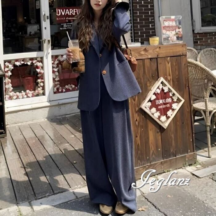 セットアップ 2点 ブレザー ジャケット ワイド パンツ スーツ ♪ (MA978)λ