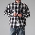 Patch Pocket Check Pattern Long Sleeve Oversized Shirt ◇2color H0868