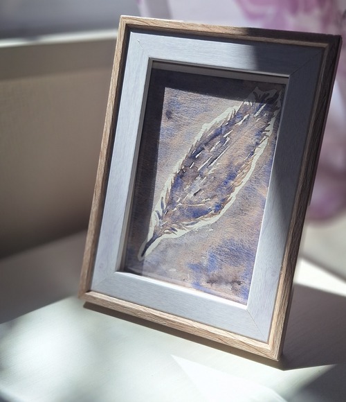 『雨夜の月で描いた羽根』｜水彩画 原画（一点限り）