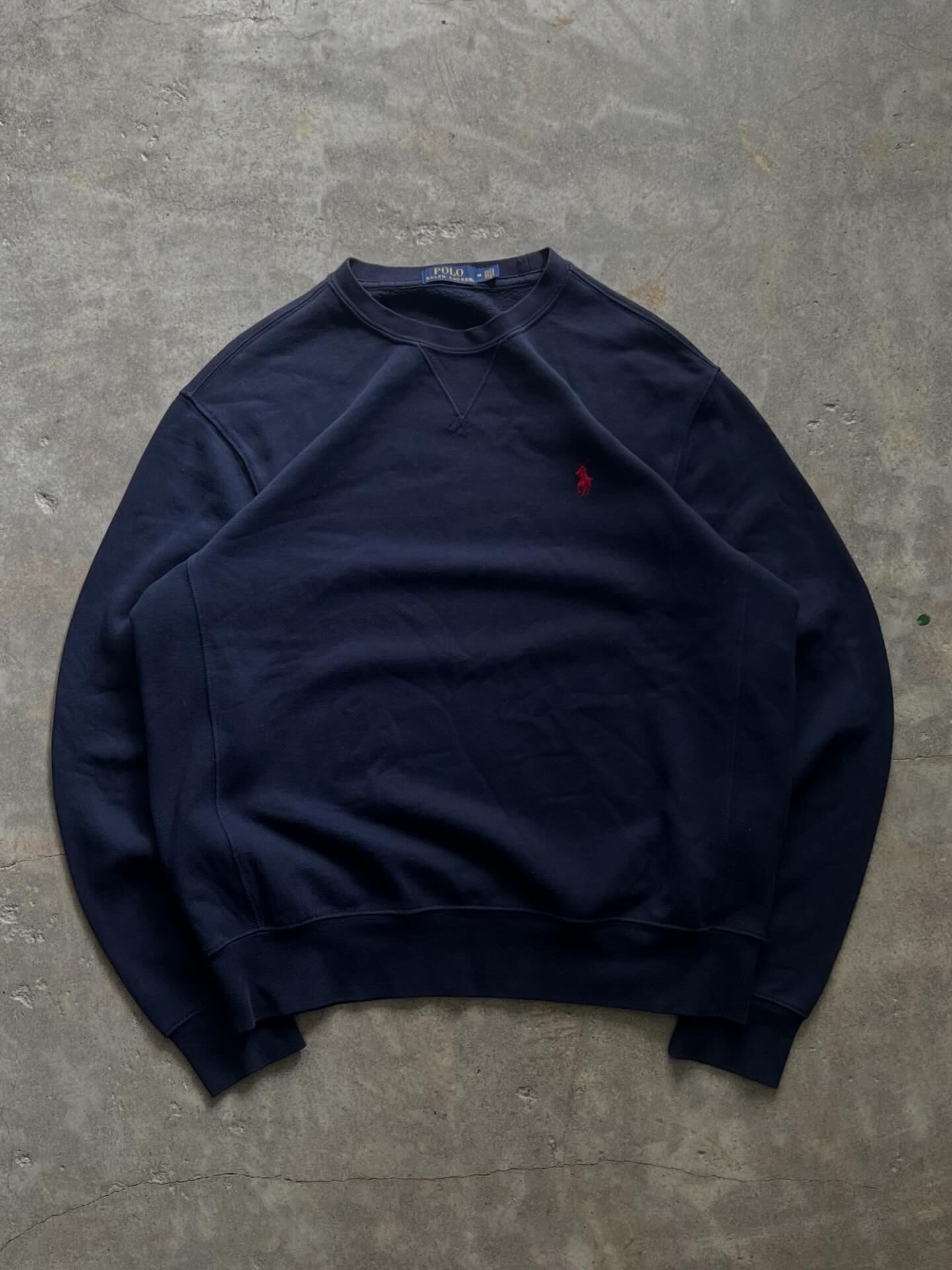 POLO RALPH LAUREN クルーネックスウェット ワンポイント刺繍 ネイビー