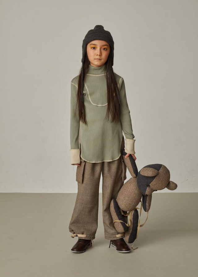 【税込12650→税込3300】GRIS ( グリ )Rib Mock Neck Shirt［S/M/L］Sage Green 長袖カットソー