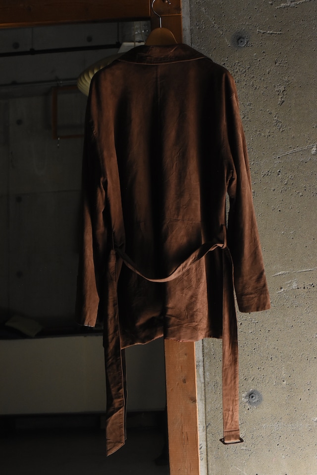 OK／80-90's "Ralph Lauren" nubuck leather harf coat