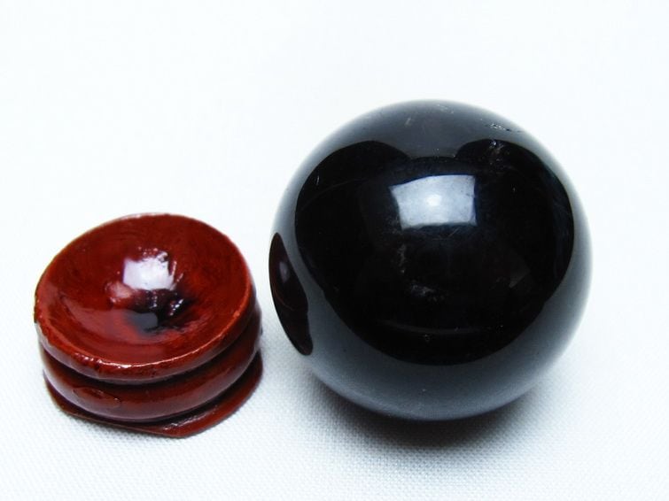黒水晶 丸玉 34mm モリオン スフィア 置物 一点物 141-8228 | 天然石