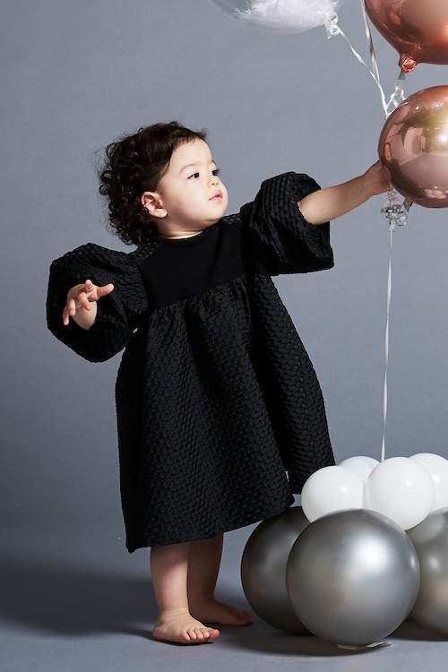 CLOVER PUFF DRESS BLACK 4Y-6Y