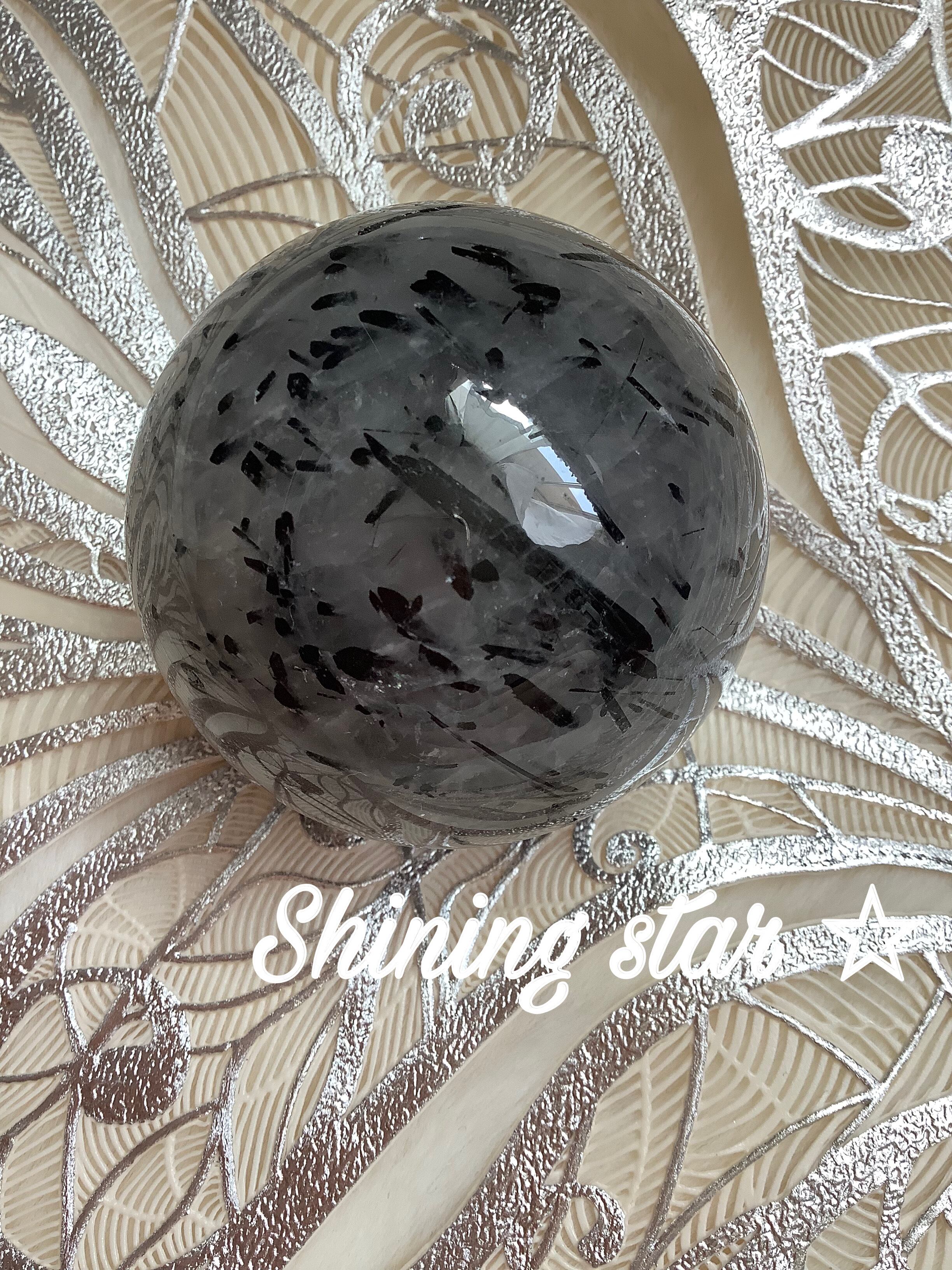 高品質レア◇ブラックトルマリンスフィア*a 52mm・228g／天然石 丸玉