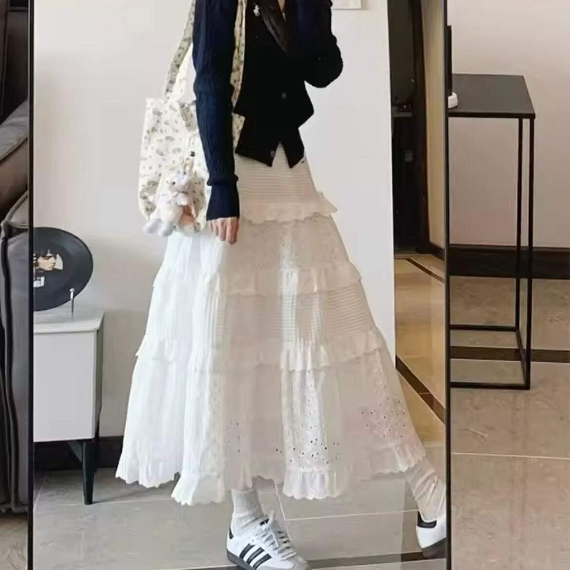 コットンレースケーキスカート