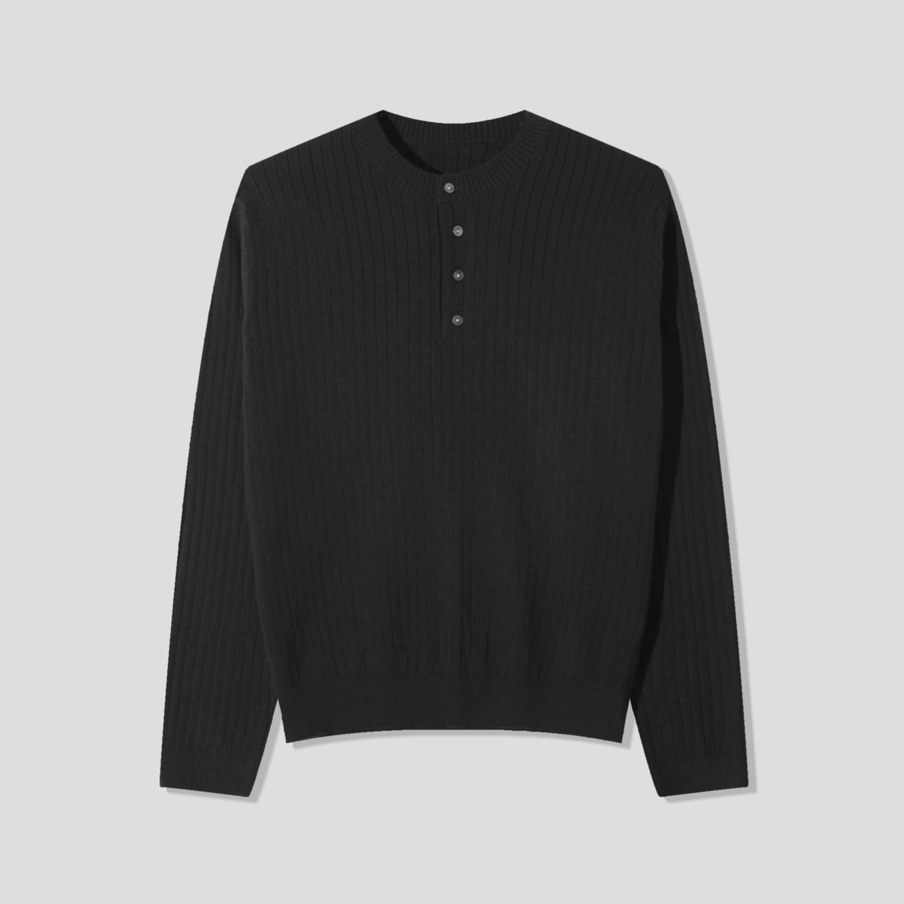 【Muscle Fit】Cashmere Ribbed Henley Neck Knit (5color) - 16