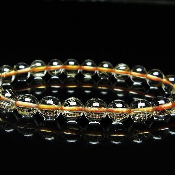 ルチルクォーツ ブレスレット 7mm タイチンルチルクォーツ タイチンルチル 一点物 メール便可 [M便 1/10] 111-49136