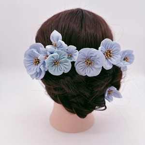 つまみ細工 かんざしセット 薄水色 ウェディング