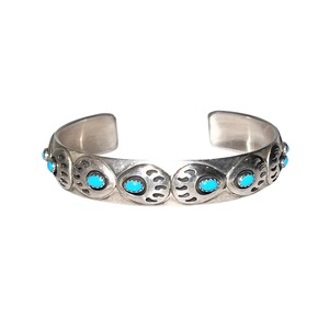 Paul Livingston silver turquoise bangle "bear paw"