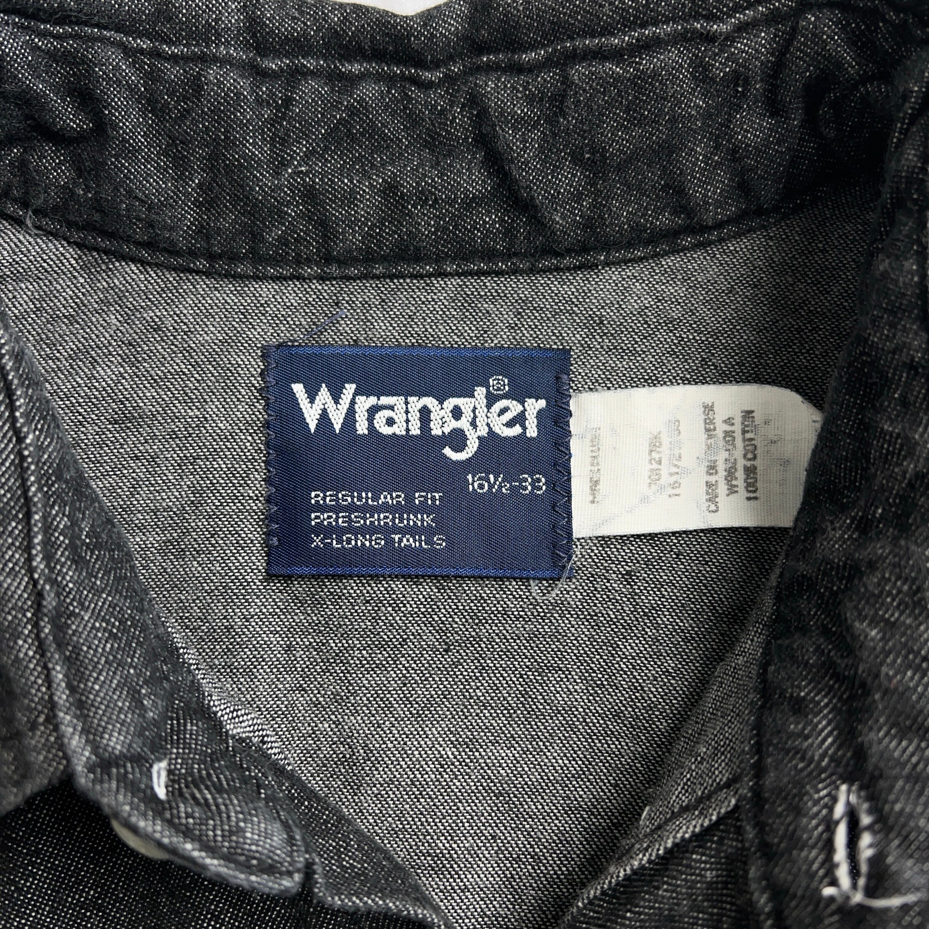 1980's Wrangler 70127BK BLACK DENIM WESTERN SHIRT 80年代