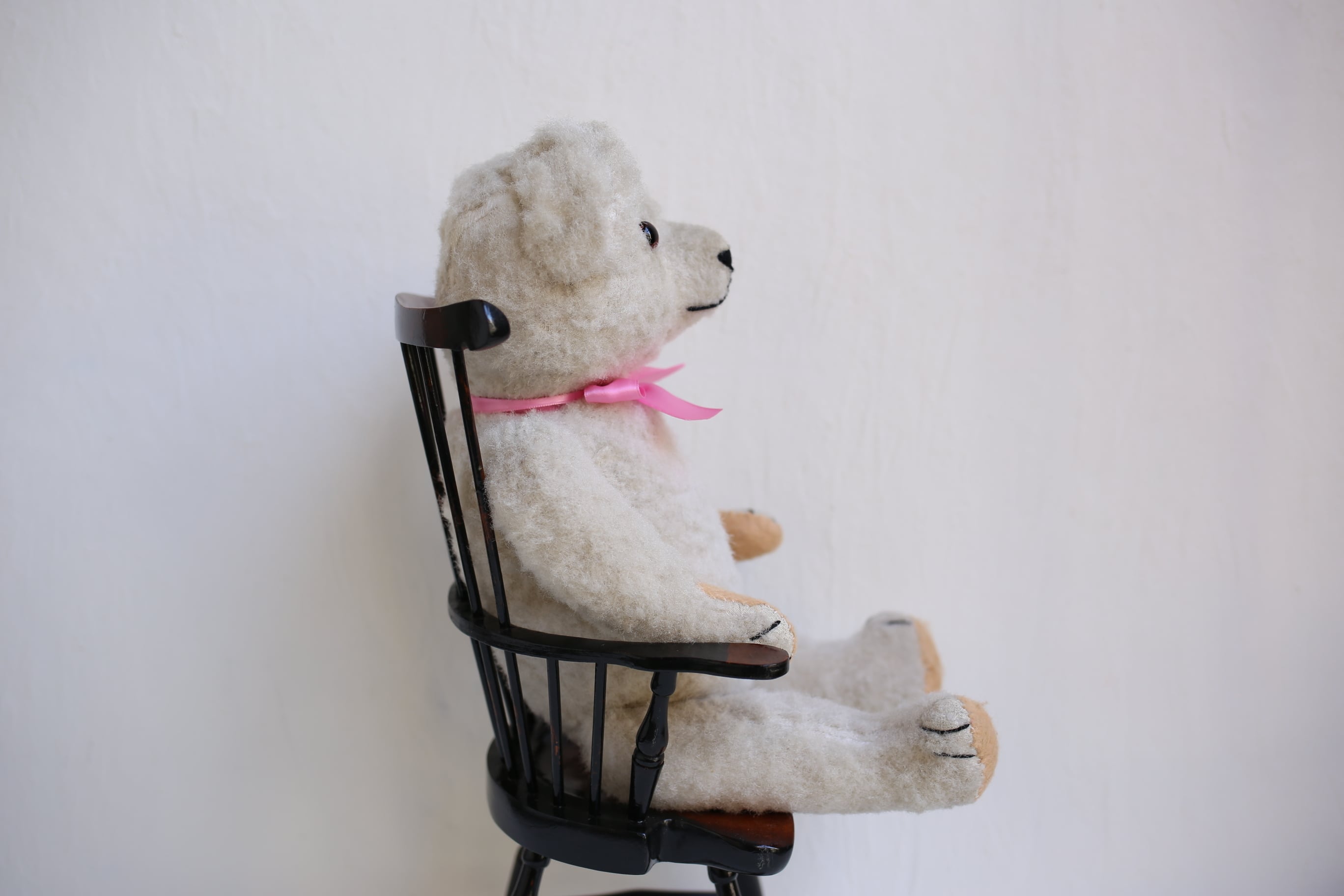 アンティークテディベア フランス アンティーク ヴィンテージ テディベア ホワイトベア 43cm N