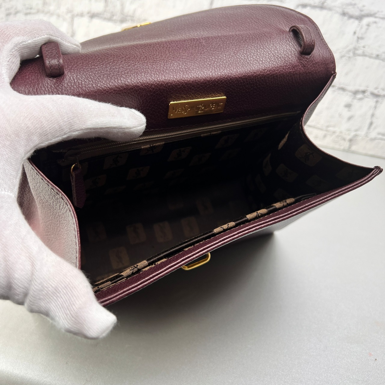 SAINT LAURENT サンローラン ハンドバッグ ボルドー A-12841