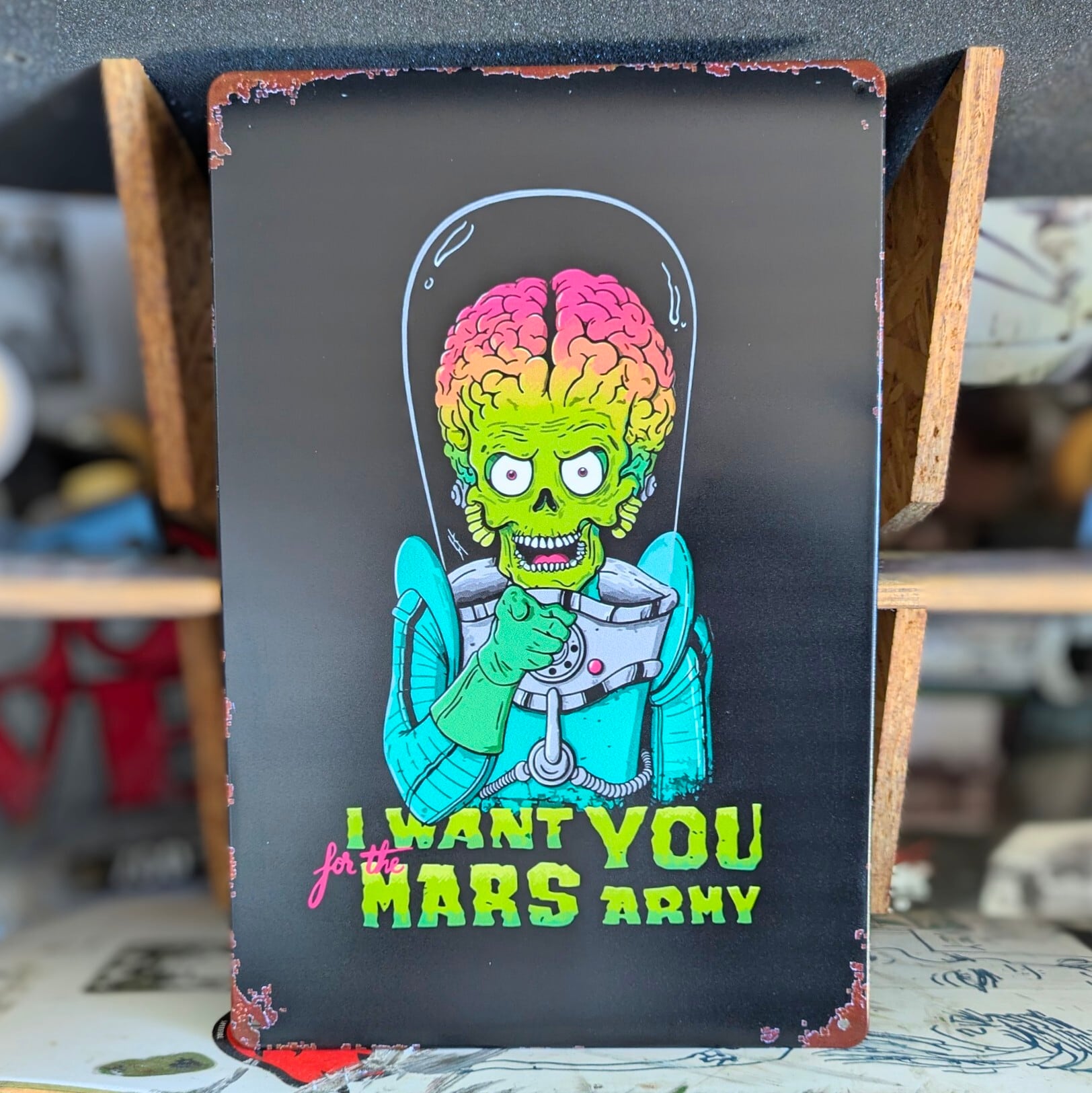送料無料!ちょうどいいブリキ看板【 Mars Attacks!( マーズアタック! )】 『 I want you mars army 』METAL SIGN / メタルサイン / ブリキ看板 / サインボード / ビンテージ加工〚アメリカン雑貨 アメトイ〛