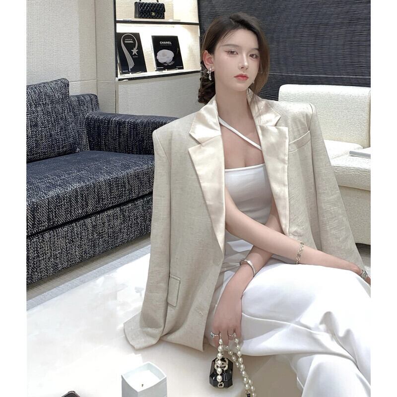 ブレザー オータムスタイルスタンダードルーズカジュアルジャケット ロング レトロ 秋物 ガールズファッション98218598391