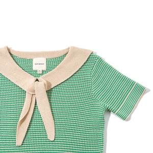 【即納】送料無料/knit planet/Chic collared top/Green