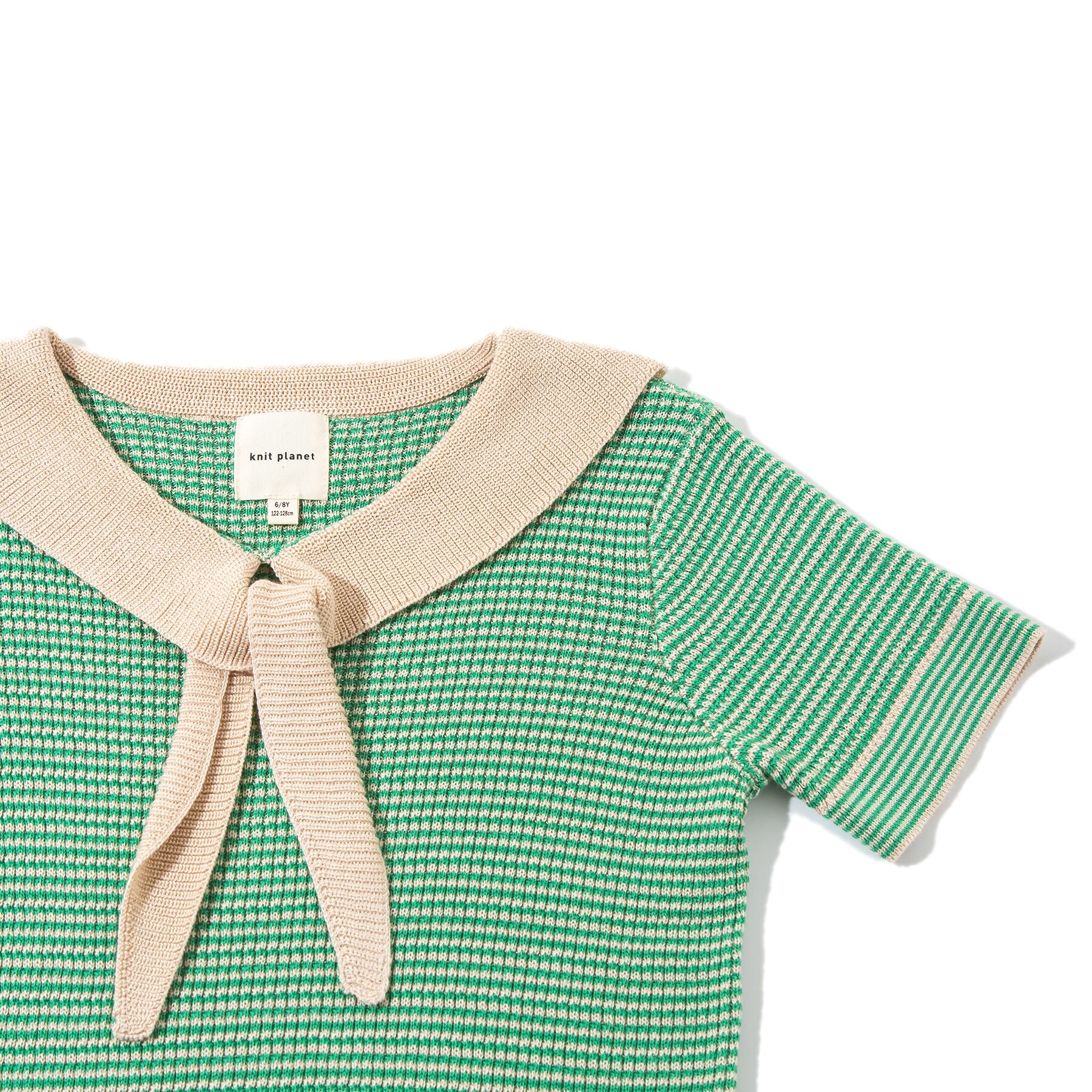 【即納】送料無料/knit planet/Chic collared top/Green