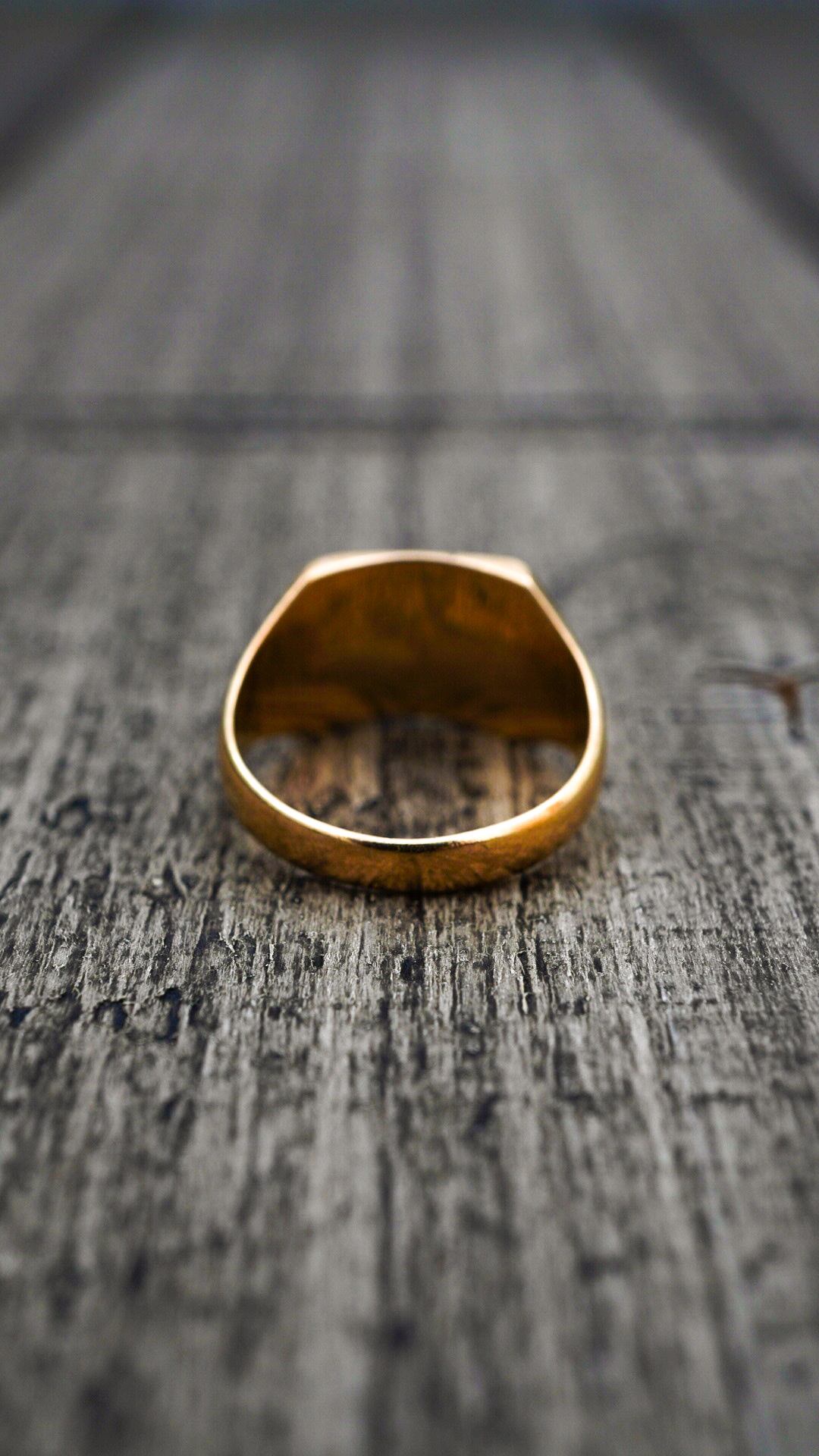 1956】U.K. VINTAGE 9ct イエロー ゴールド スクエア シグネット 