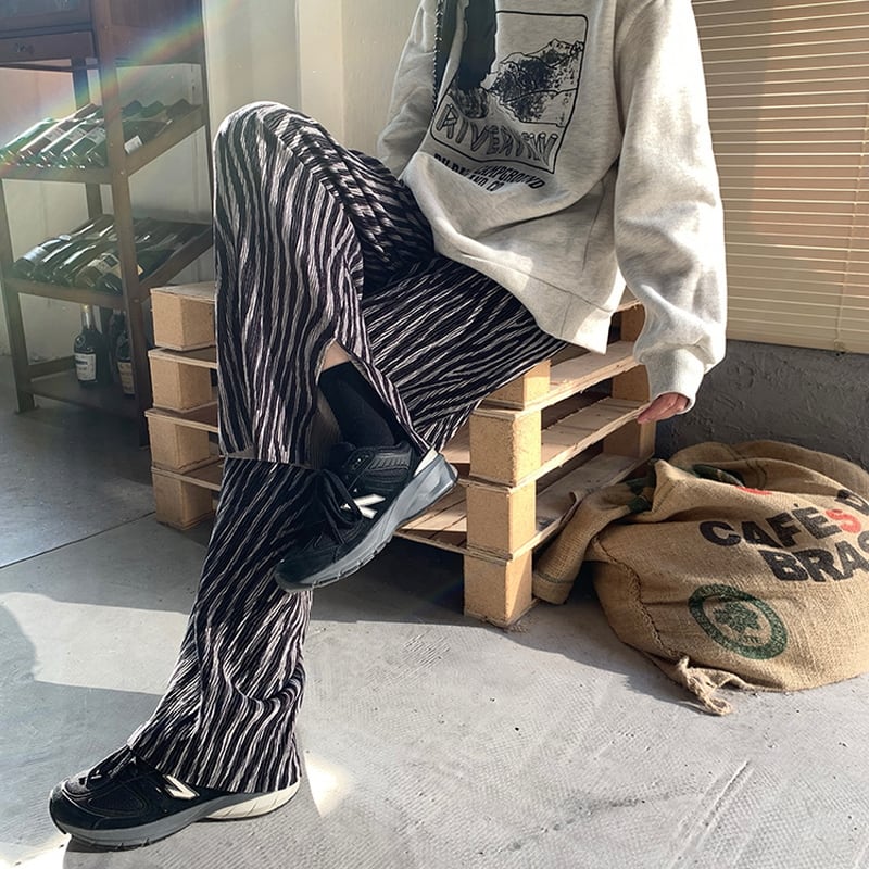 サブカル 服 地雷系 通販 ゴスロリ系 ハイウエスト ワイドパンツ ゼブラ柄 ストレート 闇かわいい ゴシック 韓国ファッション ゴシック ロリータ