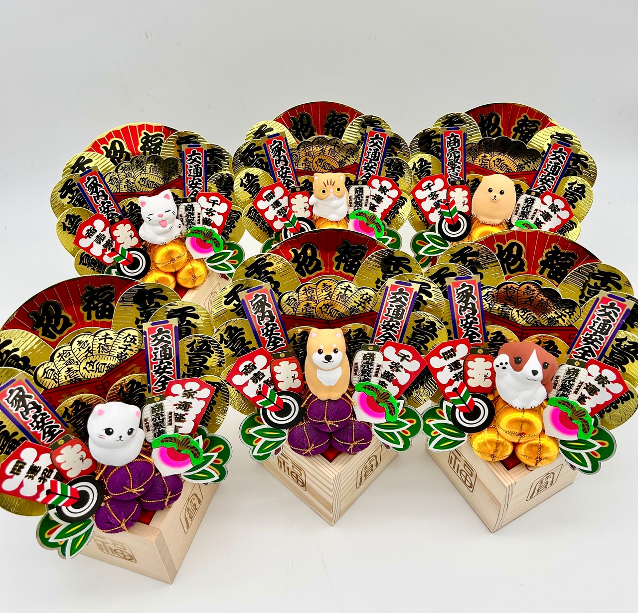 2合マス「ワンニャン」シリーズ　　Good Luck Masu (2-Go) “WANNYAN” Series (Freestanding Japanese Lucky Ornament / Crafted in Japan)
