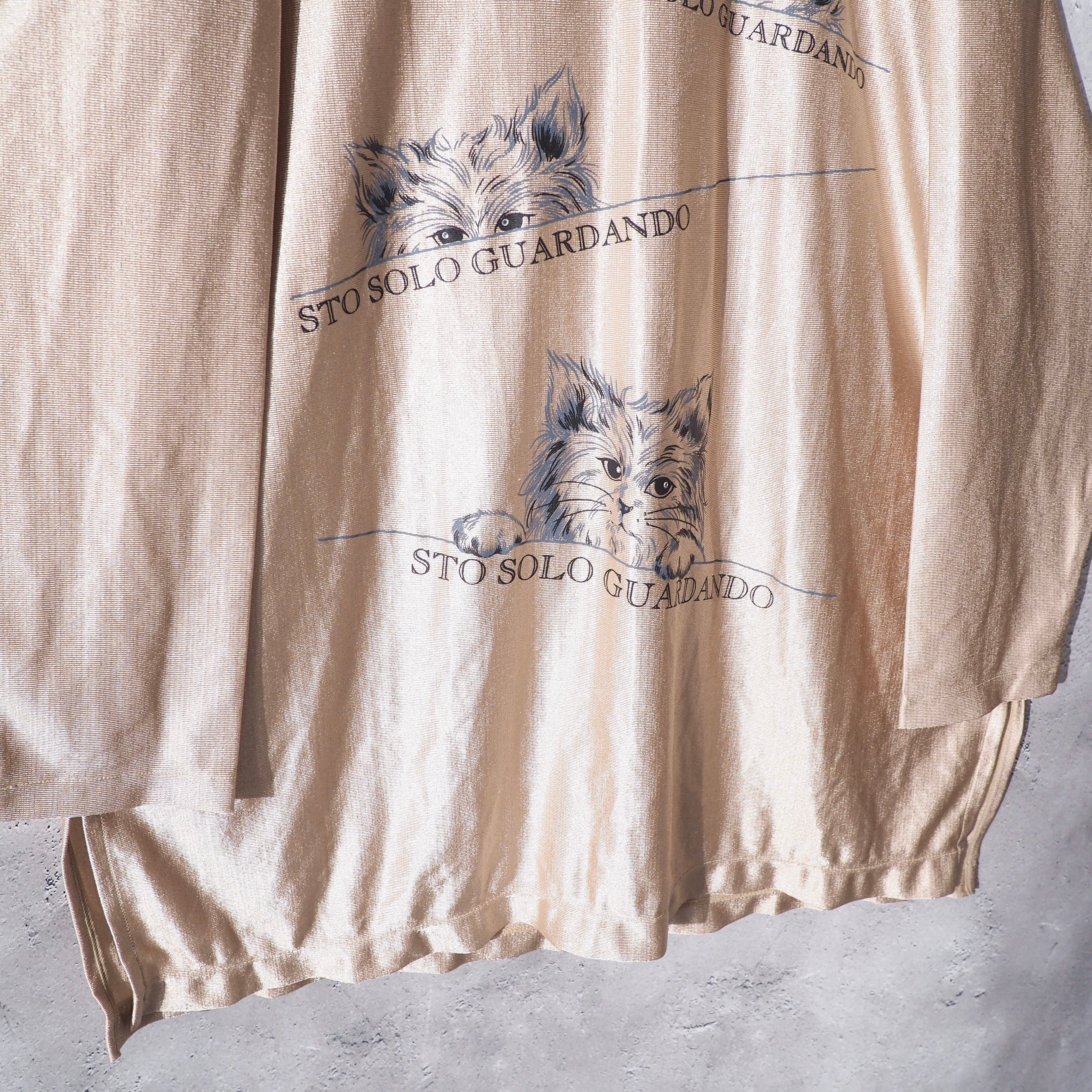 1990s " Pretty Cat " Nihil Face printed vintage Long sleeve Tee