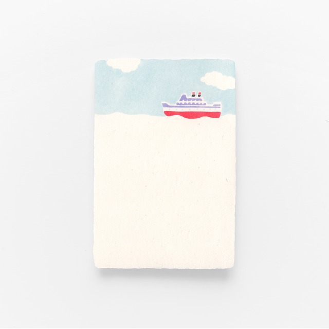 手摺り型染め葉書　フェリー