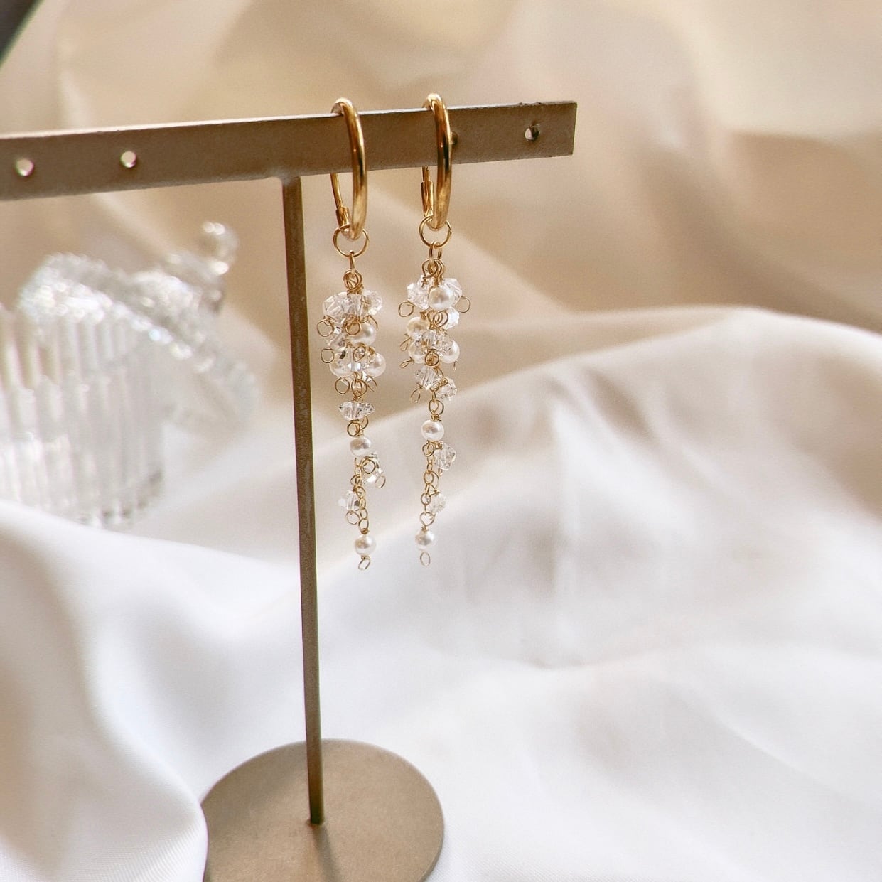 14kgf アメトリンとハーキマーのピアス 14kgf・アメトリンと