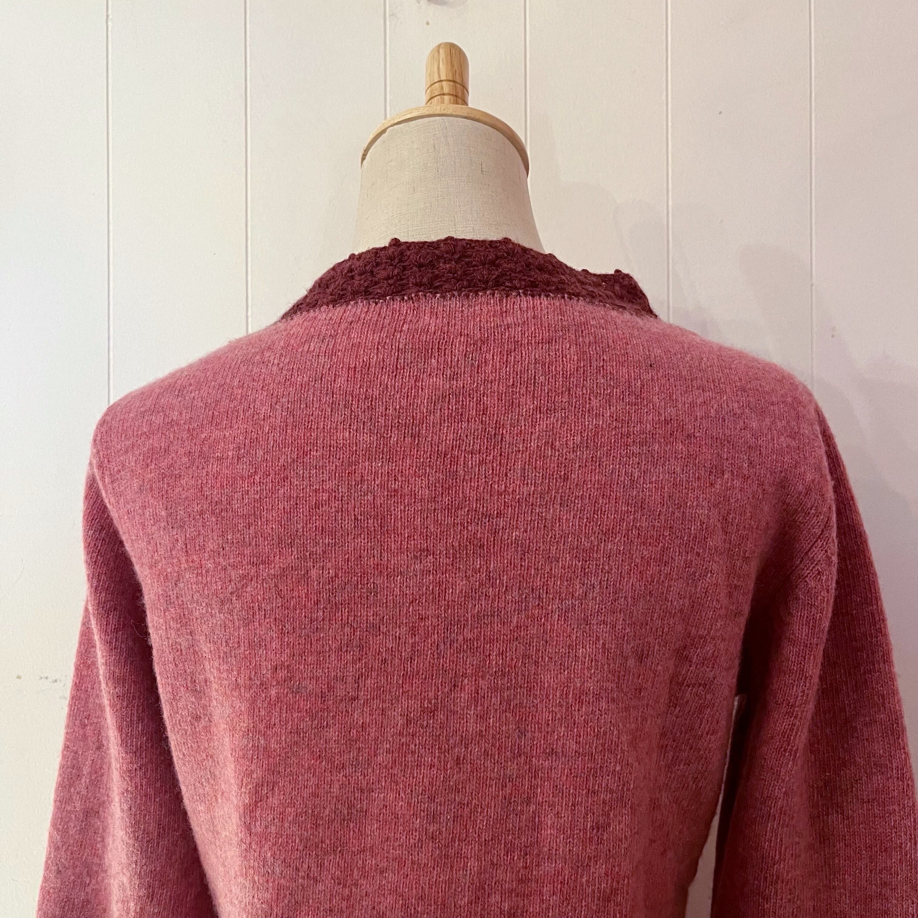 pink flower wool knit sweater