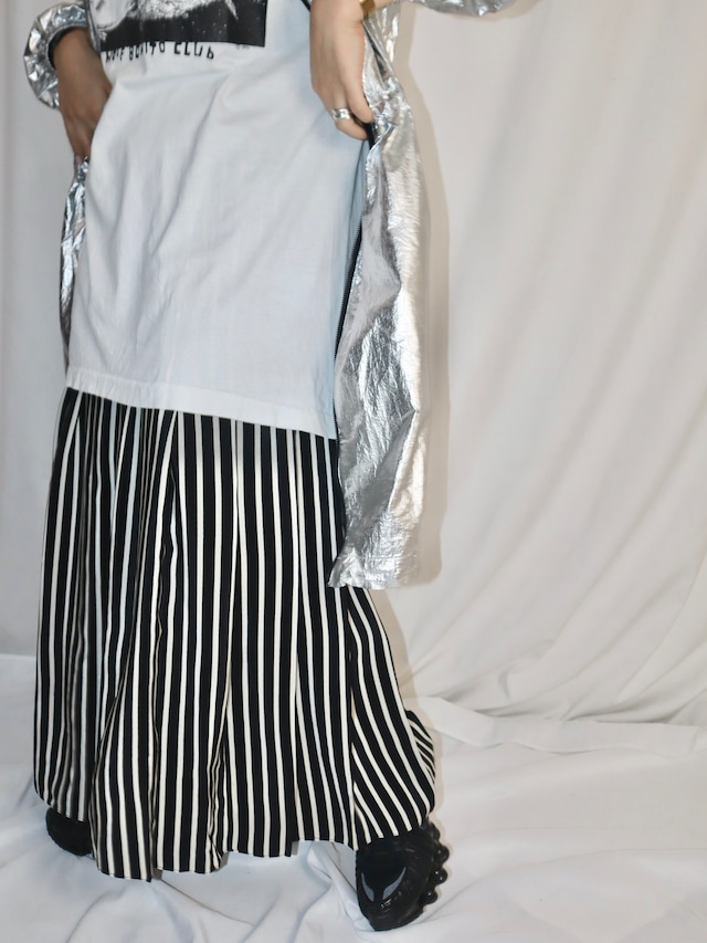 stripe silk skirt【5716】