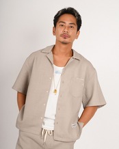 【#Re:room】SMALL WAFFLE OPEN COLLAR SHIRT［RES132］