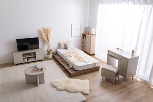 【セミシングルショート】Yuseong幅100cm幅広すのこローベッド　ヘッドボードタイプ(ボンネル)