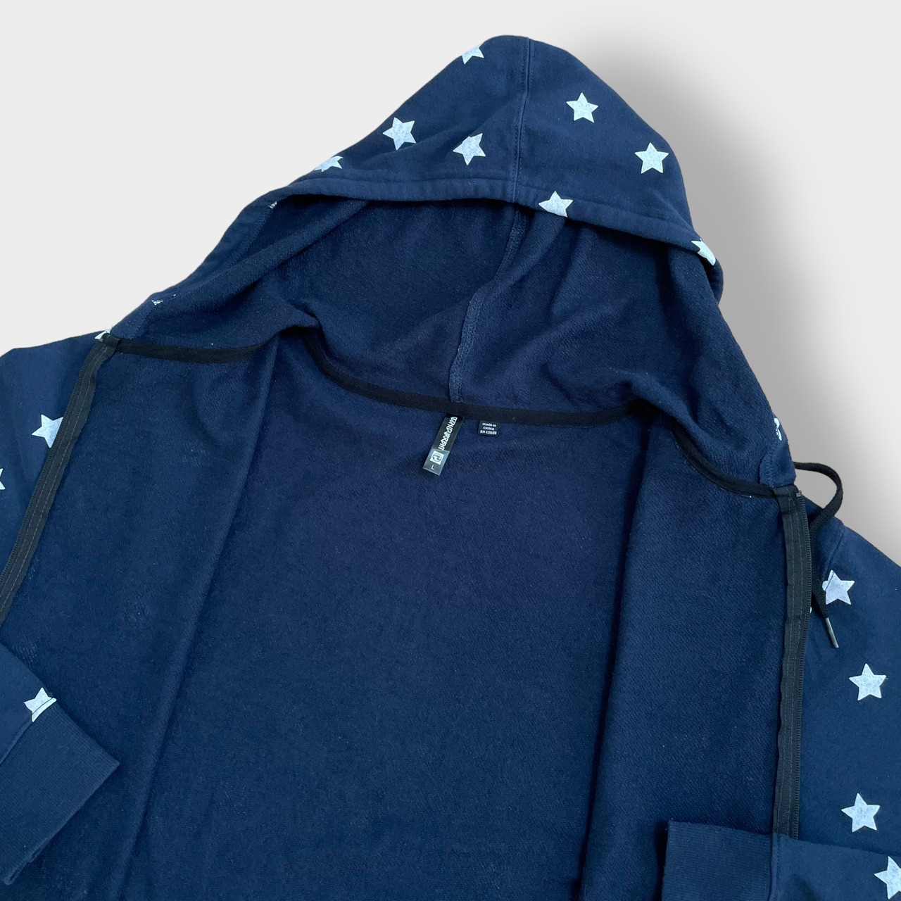 OCEAN CURRENT ジップアップ フルジップ パーカー スウェット フーディー 星 総柄 LARGE us古着