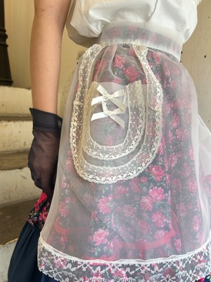 50's 60's white lace nylon apron