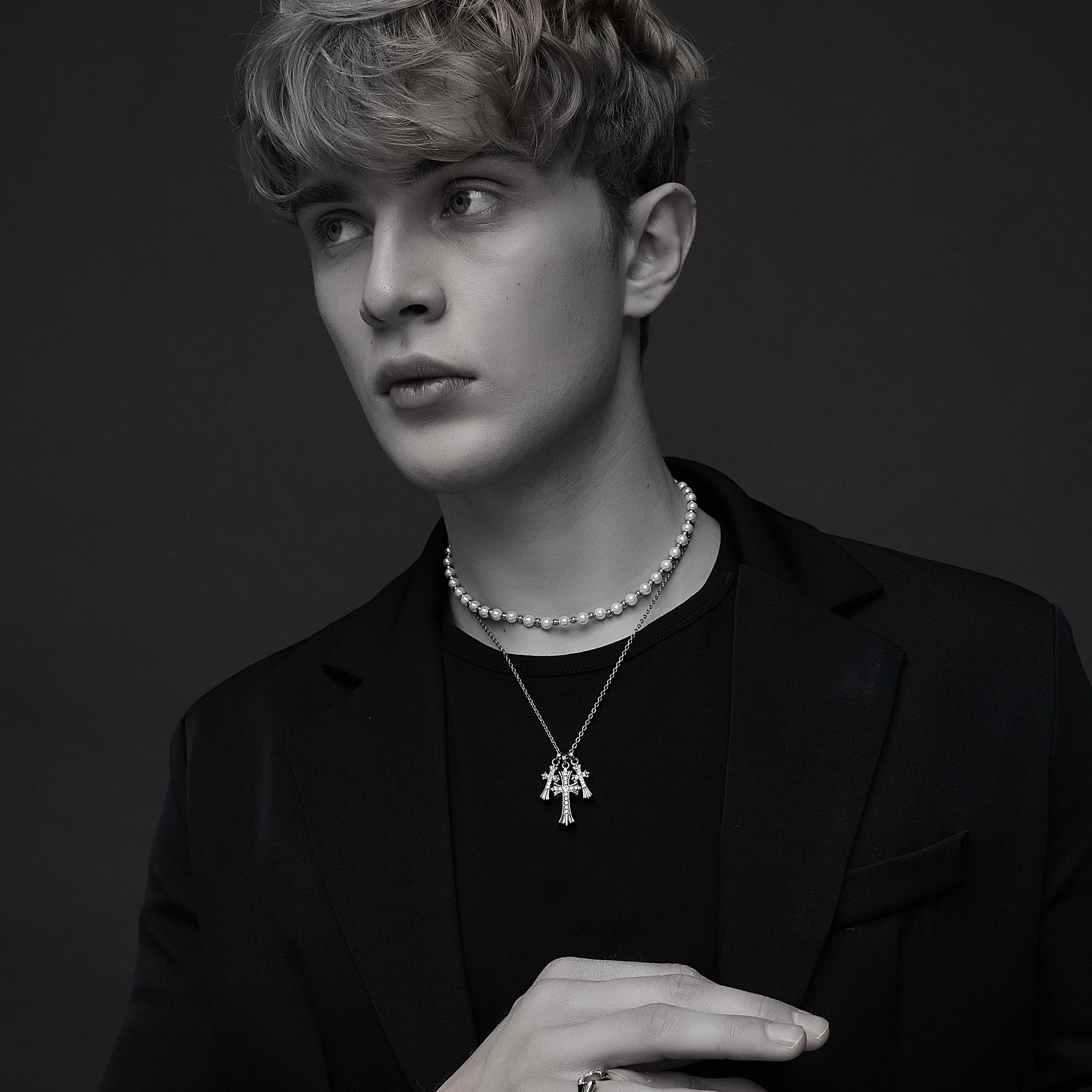 スワロフスキー使用】316L Hawaiian Triple Cross 【SILVER