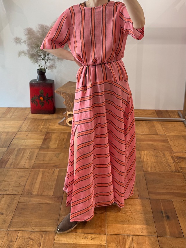 jonnlynx/J L226-OP1084 striped dress(PINK)