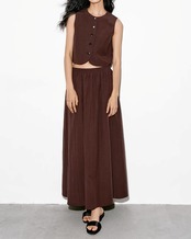 Gathered a-line maxi flared Skirt L0067
