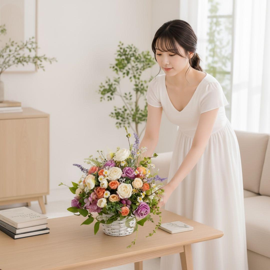 光触媒フラワー 季節を彩る 紫陽花とラベンダーの爽やかバスケットアレンジ 光触媒フラワー 季節を彩る 紫陽花とラベンダーの爽やかバスケット