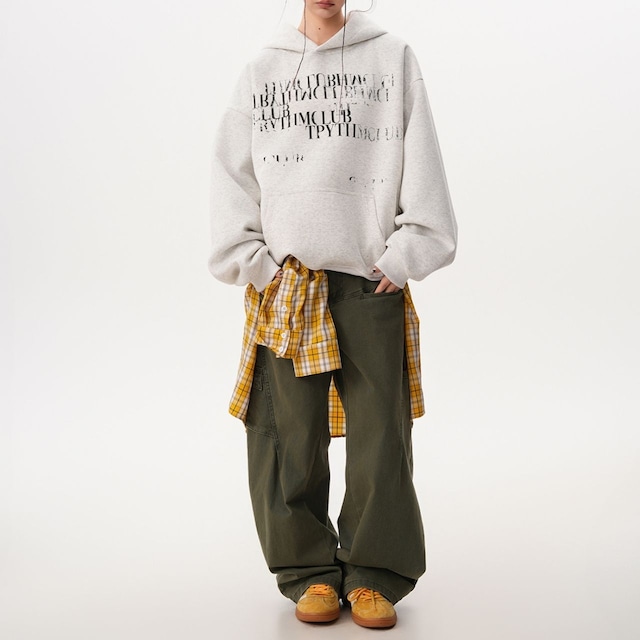 クラッシュレタリングルーズパーカー 2col R01082