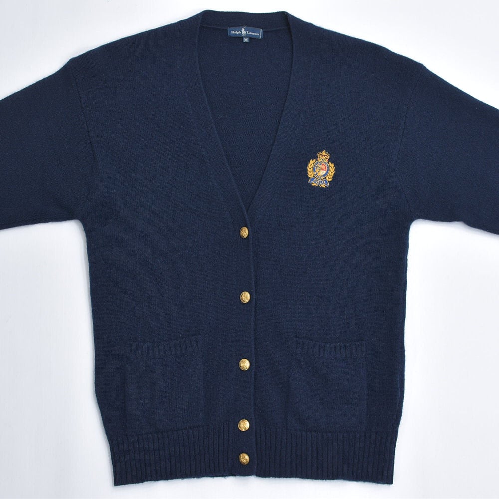 90s～ Ralph Lauren ラルフローレン エンブレム ロゴ刺繍 ウールニット