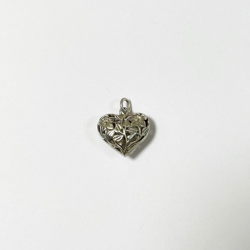 Vintage 925 Silver Floral Heart Pendant Top