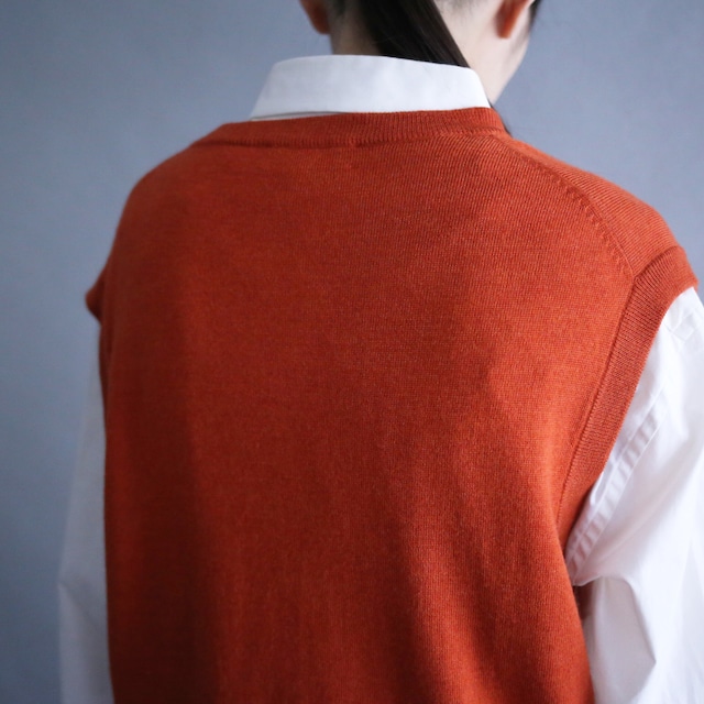 terracotta good coloring loose knit vest