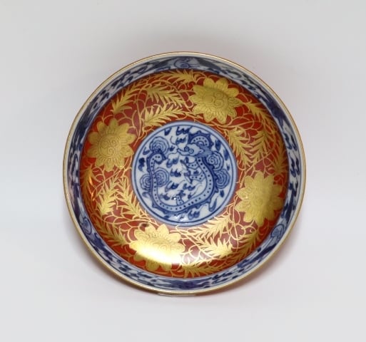 A 108 金蘭手 鳳凰絵 ・ 永楽和全作 　( 共箱付き・未使用品 ) 永楽保全造 金蘭手小皿 5客 | 賢祥堂 うつわ店