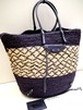 ◆BALENCIAGA バレンシアガ PANIERパニエ LARGE ラフィアxレザー ペーパースタッズ かご バッグ ネイビーxナチュラル◆春夏の定番モデル♪
