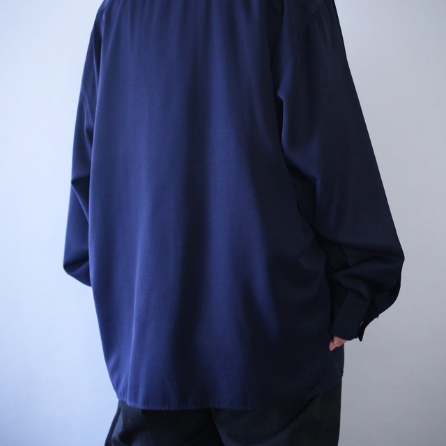 "刺繍" loose silhouette band-collar fry-front minimal mode shirt