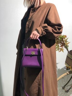 CELINE セリーヌ ガンチーニ レザー 2way ミニバッグ ショルダーバッグ パープル vintage ヴィンテージ オールドセリーヌ 2hubjj