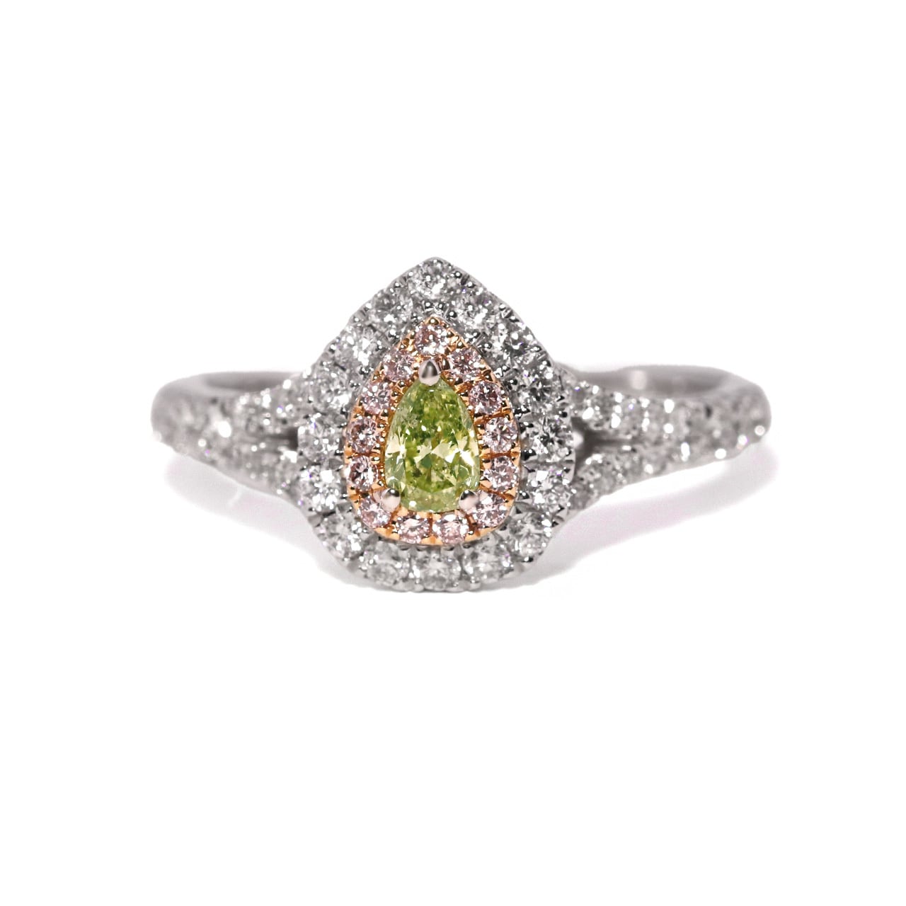 天然ダイヤモンド(1.30ct)ハートシェイプエタニティリング/K18YG