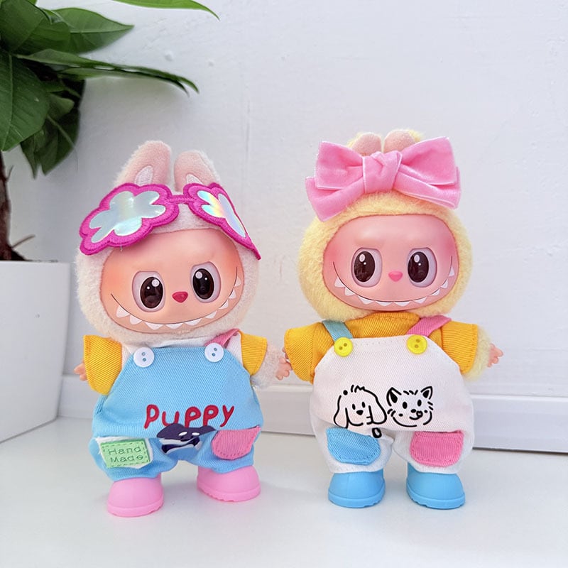Labubu 1-3世代対応 かわいい トップス＋サロペット+ヘアアクセサリー