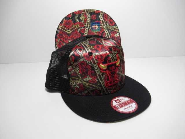 NEW ERA 9fifty   CAP　Chicago Bulls　シカゴ・ブルズ　FLORAL CHAIN×Black　トラッカー